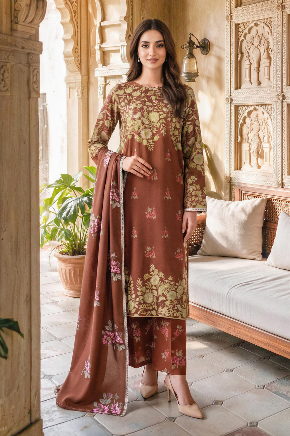 Lime Light Unstitched Printed Khaddar 3pc