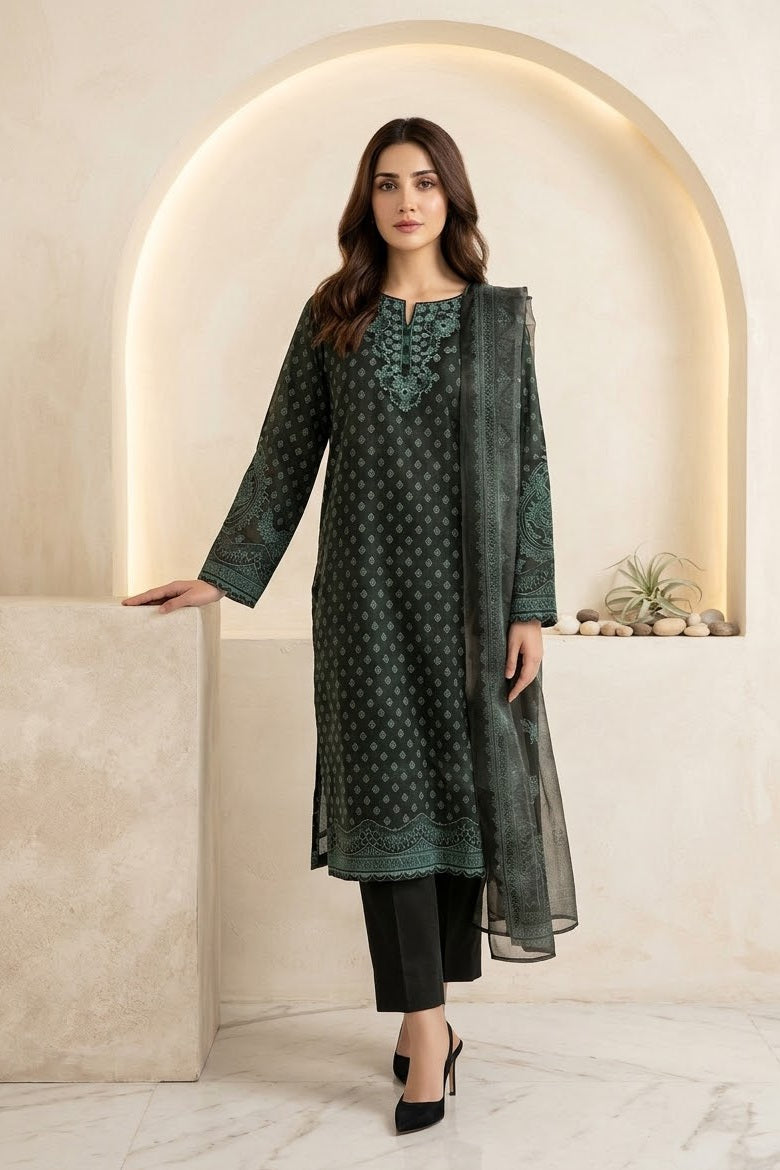 Lime Light Unstitched Printed Khaddar 3pc