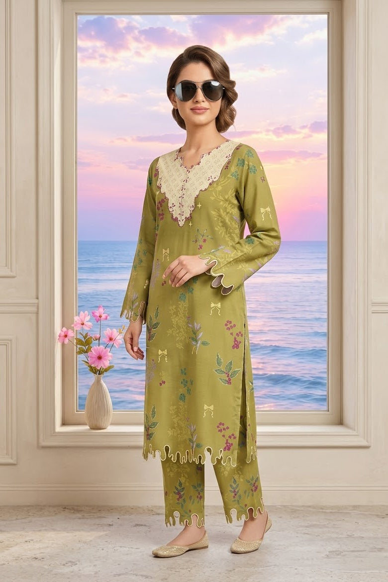 Almeerah Printed Unstitched Silk ST 2pc