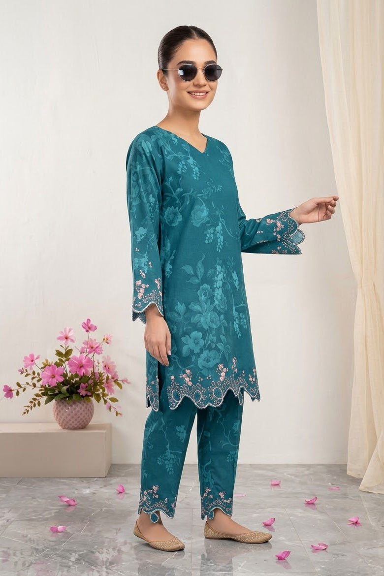 Almeerah Printed Unstitched Silk ST 2pc