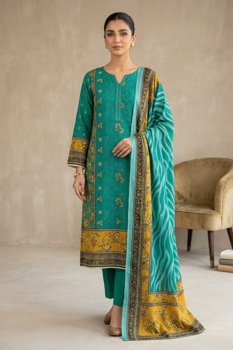 Mix Brand Unstitched Embroidered Khaddar 3pc