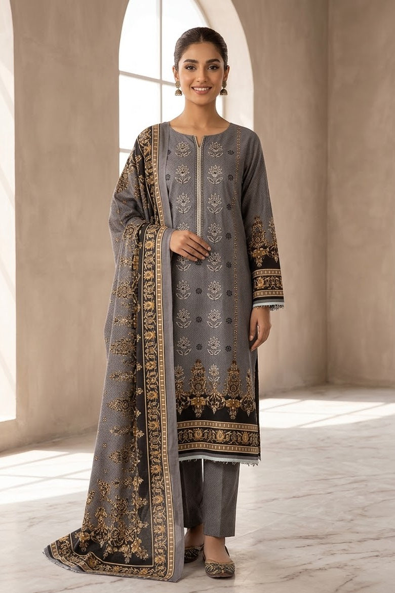 Mix Brand Unstitched Embroidered Khaddar 3pc