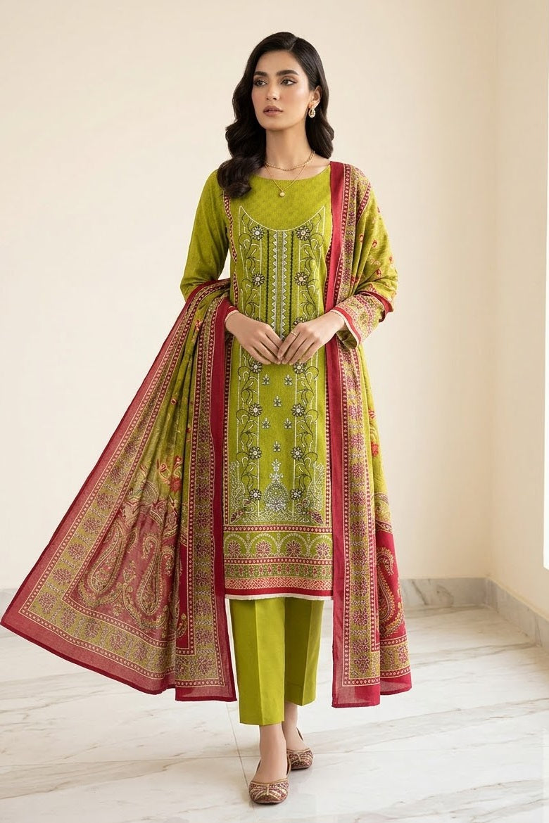 Mix Brand Unstitched Embroidered Khaddar 3pc