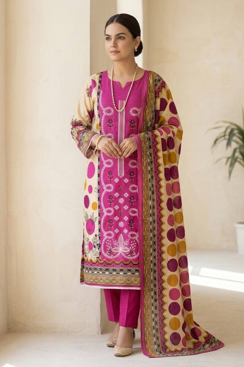 Mix Brand Unstitched Embroidered Khaddar 3pc
