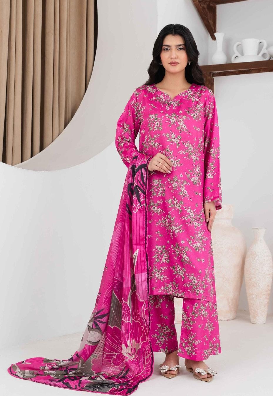 Meerak Stitched Printed Silk 3pc