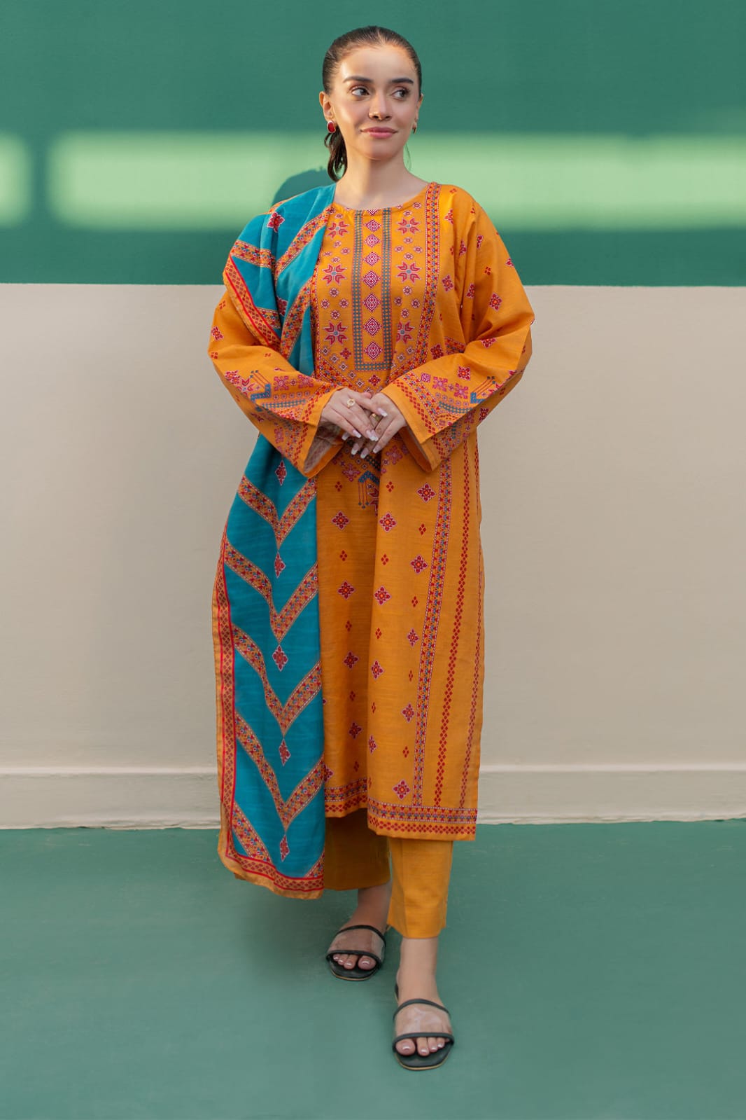 Zellbury Stitched Printed Khaddar 3pc