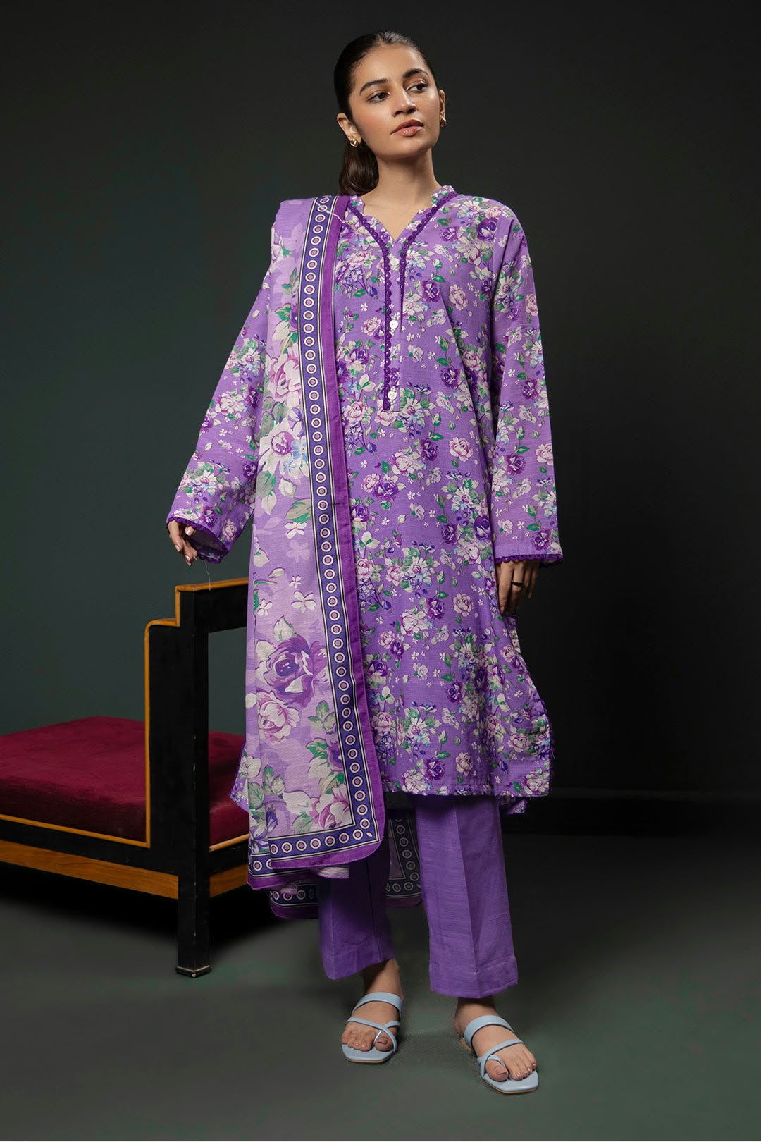 Zellbury Stitched Printed Khaddar 3pc