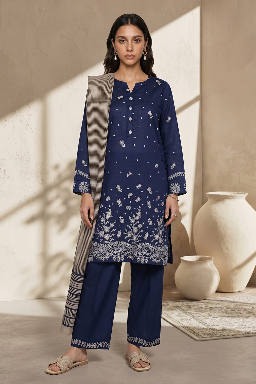Zellbury Stitched D-Embroidered Khaddar 3pc