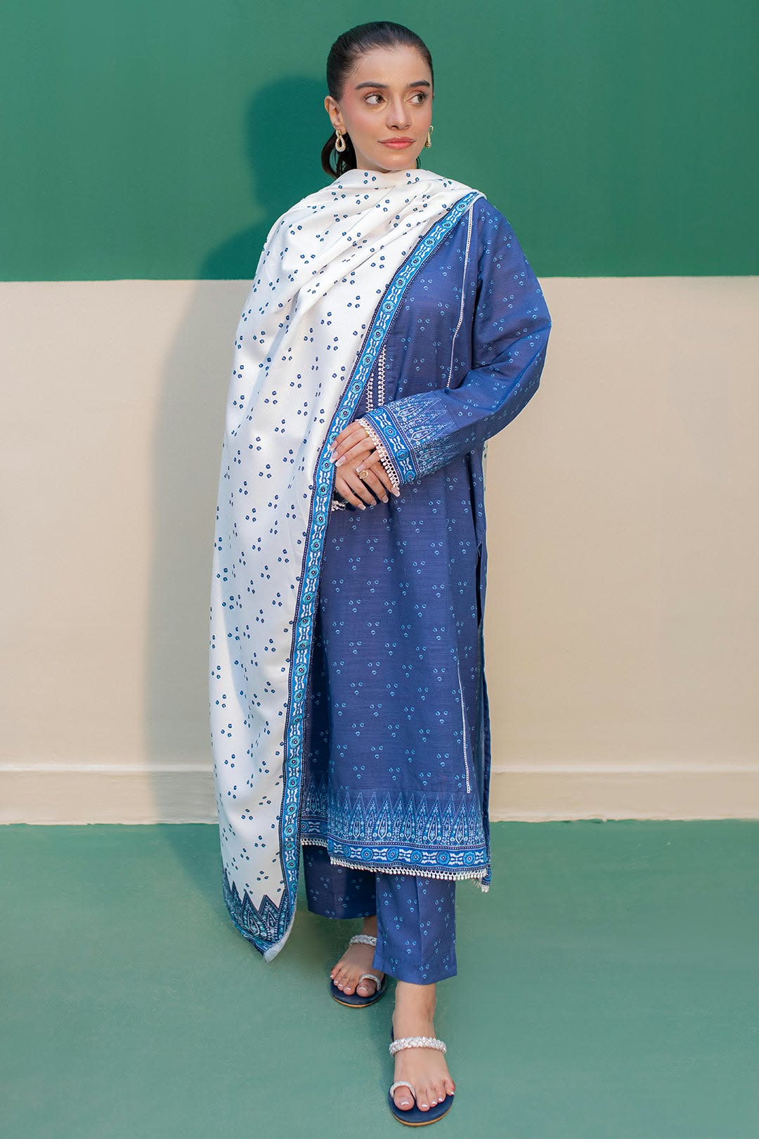 Zellbury Stitched Embroidered Khaddar 3pc