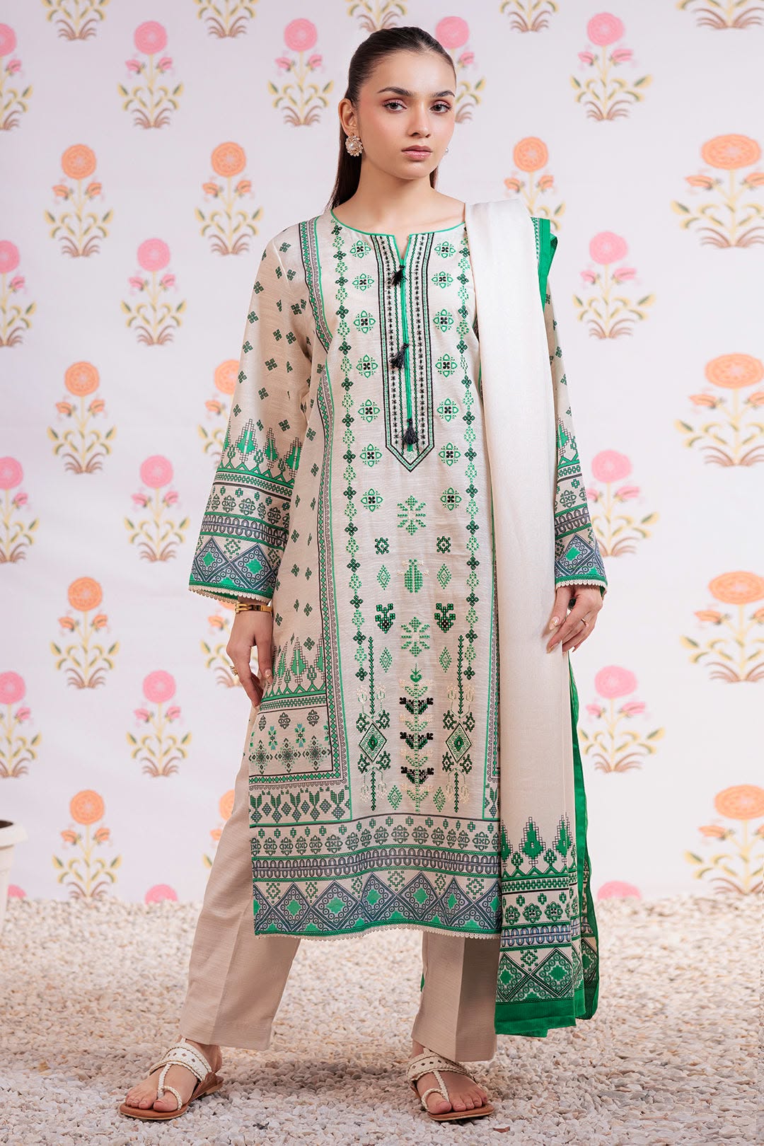 Zellbury Stitched Embroidered Khaddar 3pc
