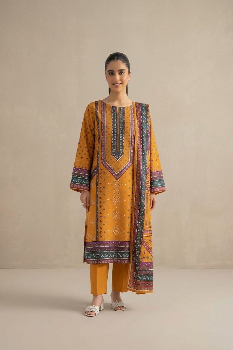 Nishat Unstitched Printed Linen 3pc