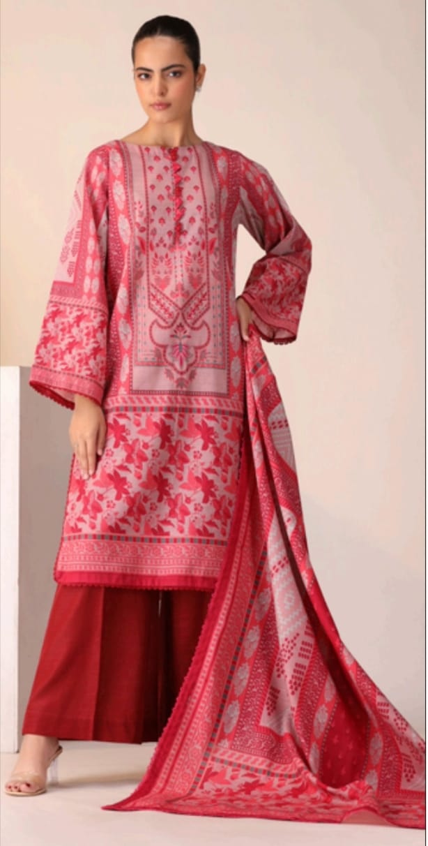 Hania & Minahil Printed Slub Khaddar 3pc