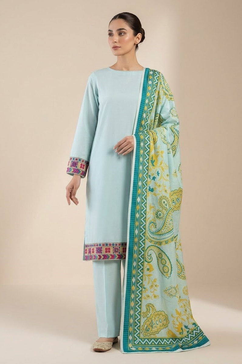 Bonanza Plain Embroidered Unstitched Mix 3pc