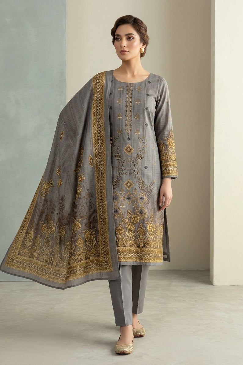 Mix Brand Unstitched Embroidered Linen 3pc