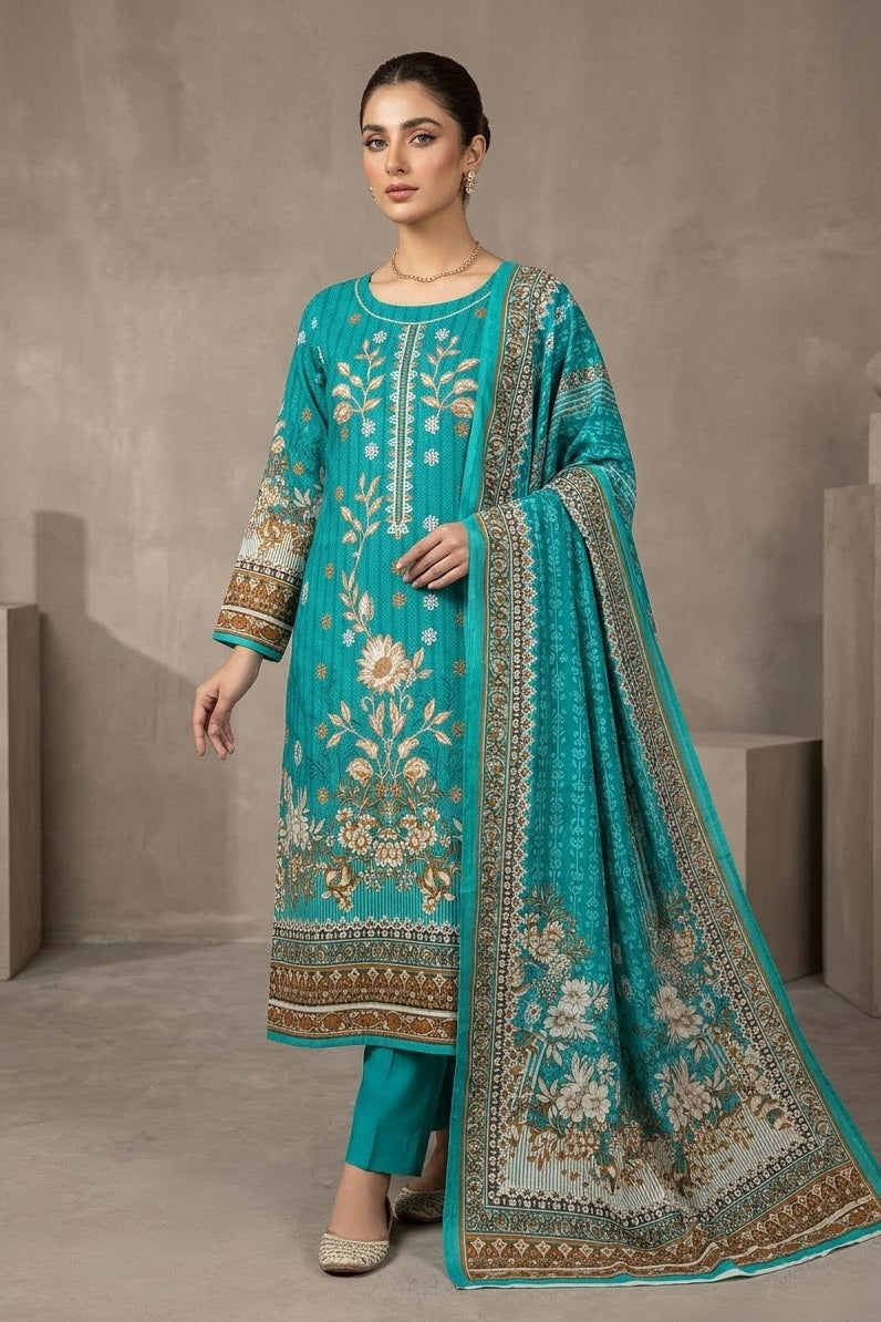 Mix Brand Unstitched Embroidered Linen 3pc