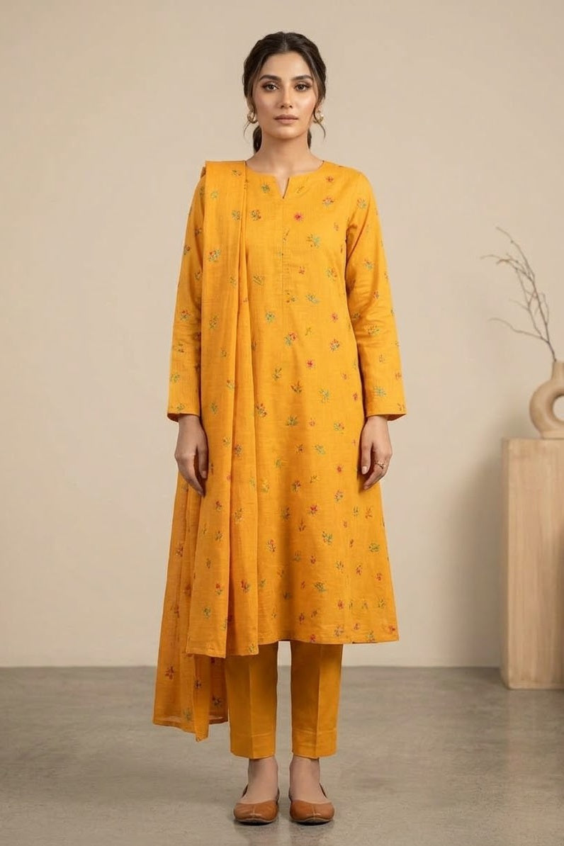 Bareeze Embroidered Cotrai Unstitched 3pc