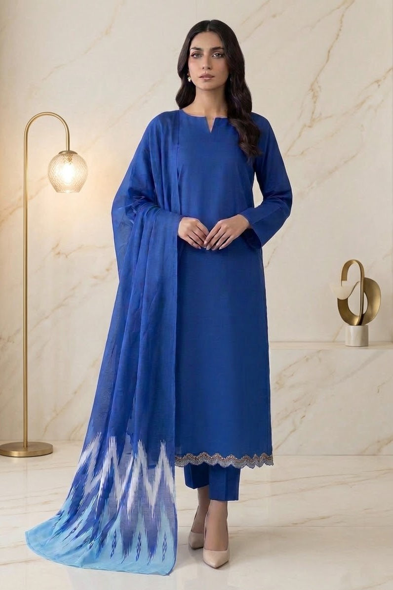 Bonanza Plain Embroidered Unstitched Mix 3pc
