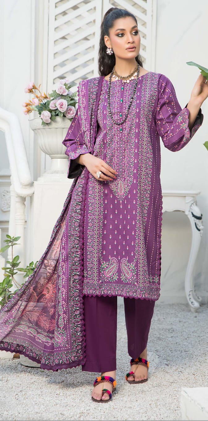 Wirsa By Zainab Rangeen Digital Printed  Lawn 3pc - Branded Cut Pieces