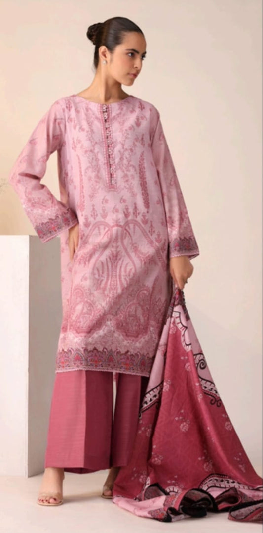 Hania & Minahil Printed Slub Khaddar 3pc