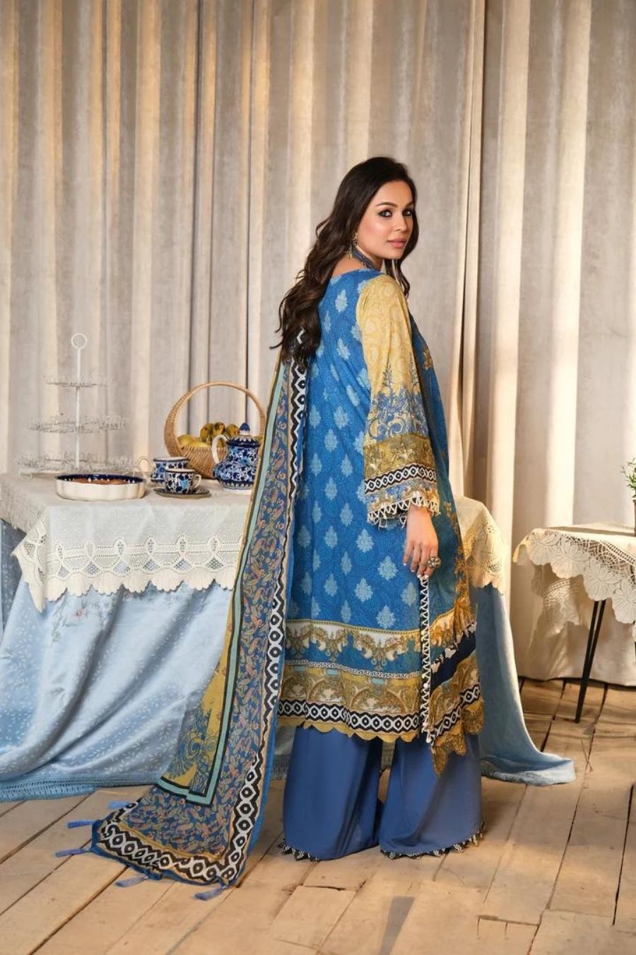 Embroidered Lawn-Royal-Blue-3PC - Branded Cut Pieces