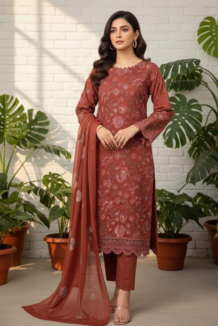 Bareeze Embroidered Lawn 3Pc