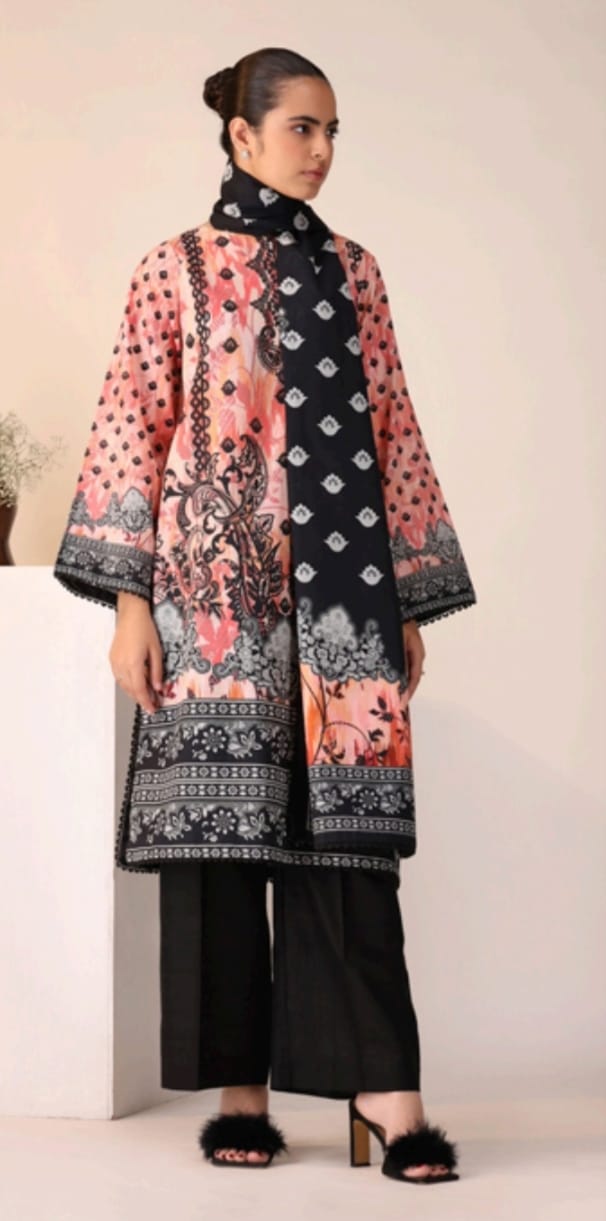 Hania & Minahil Printed Slub Khaddar 3pc