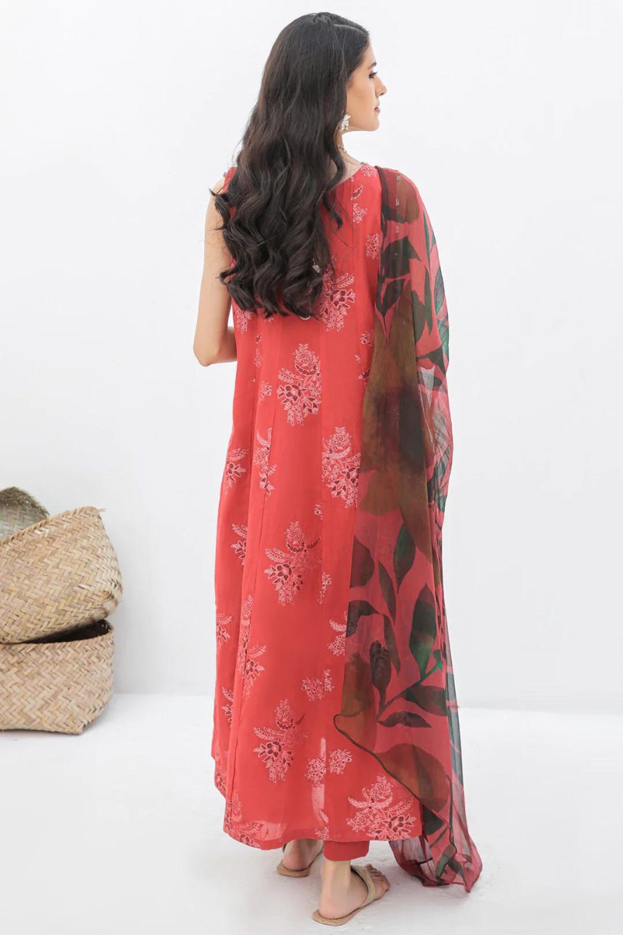 Jacquard Lawn-Red-2PC - Branded Cut Pieces