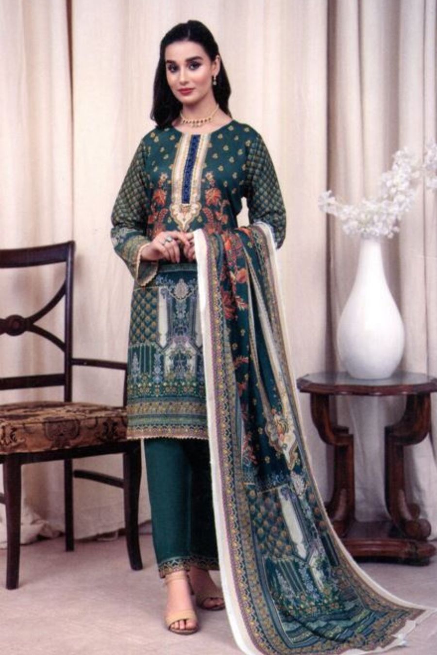 Digital Printed Lawn-Green-3PC - Branded Cut Pieces