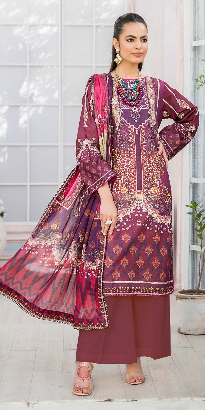 Suhana Bahar Digital Printed Lawn 3PC - Branded Cut Pieces