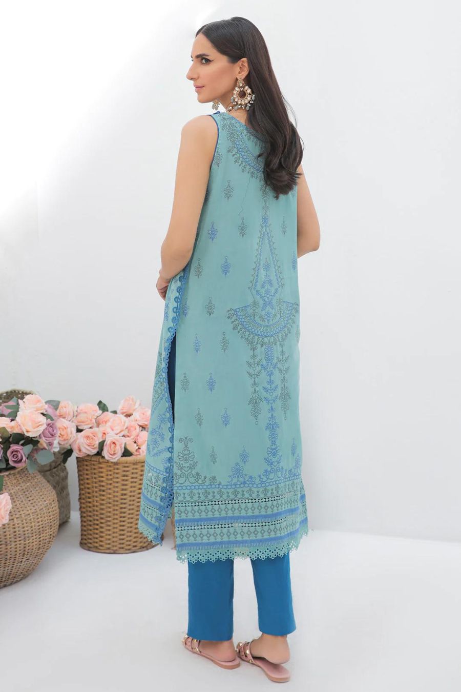 Jacquard Lawn-Blue-Shirt - Branded Cut Pieces