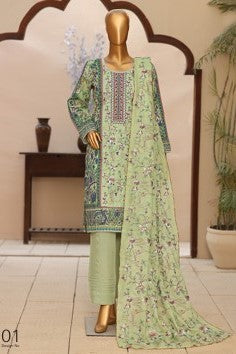 MTF Unstitched Embroidered Lawn 3pc