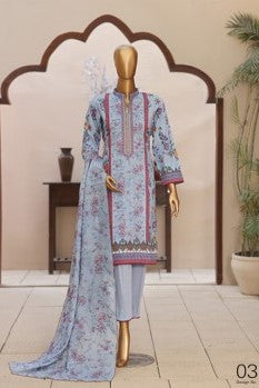 MTF Unstitched Embroidered Lawn 3pc