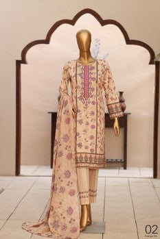 MTF Unstitched Embroidered Lawn 3pc