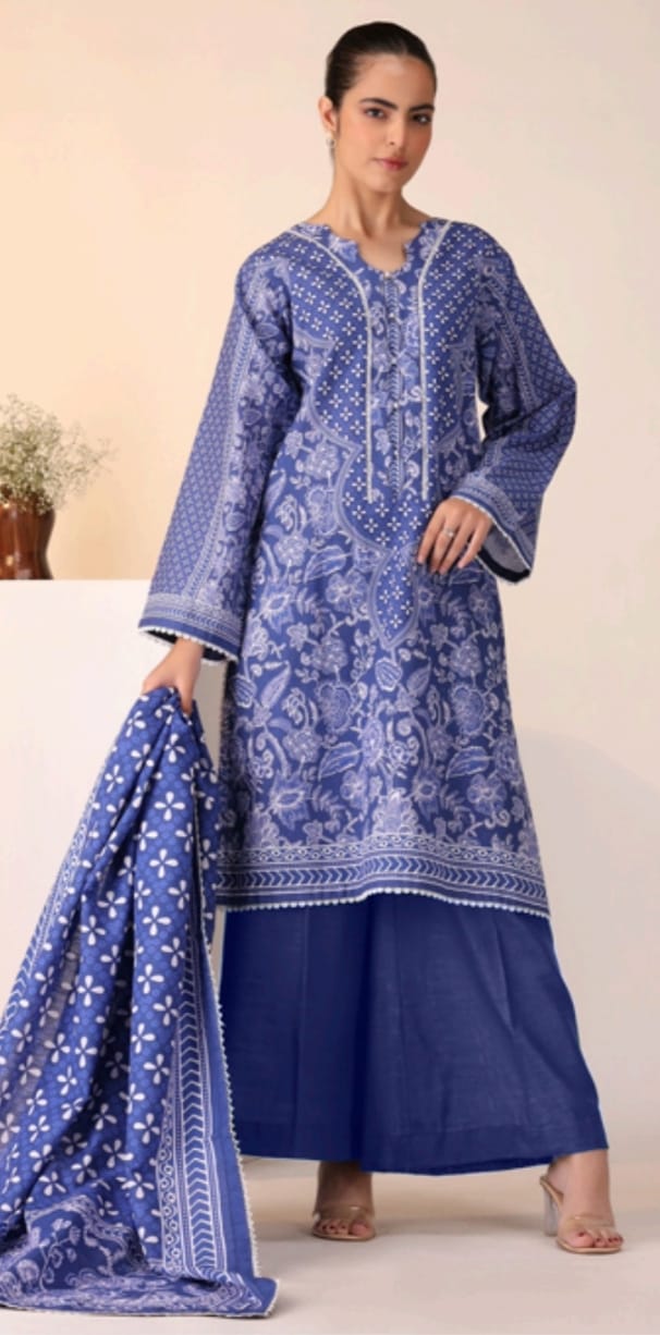 Hania & Minahil Printed Slub Khaddar 3pc