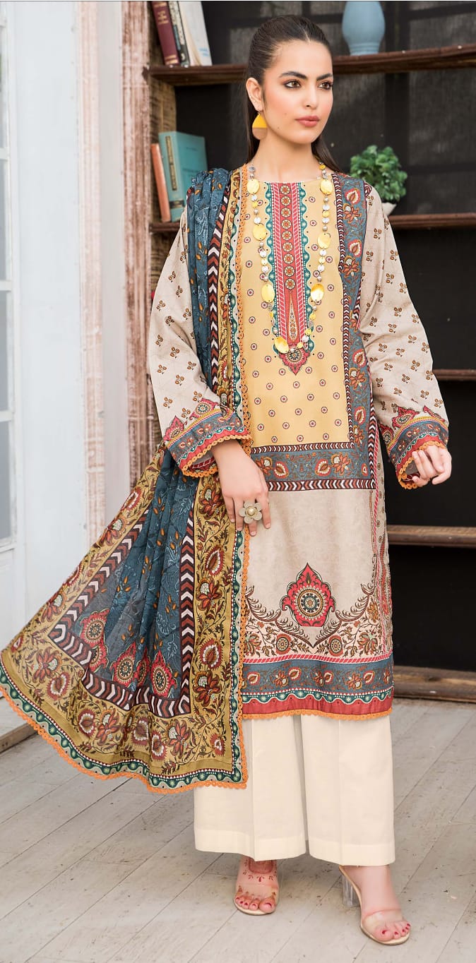 Suhana Bahar Digital Printed Lawn 3PC - Branded Cut Pieces