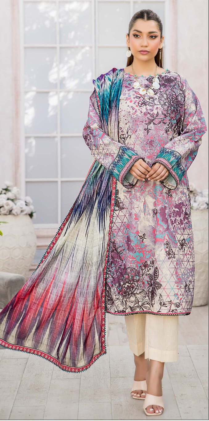 Suhana Bahar Digital Printed Lawn 3PC - Branded Cut Pieces