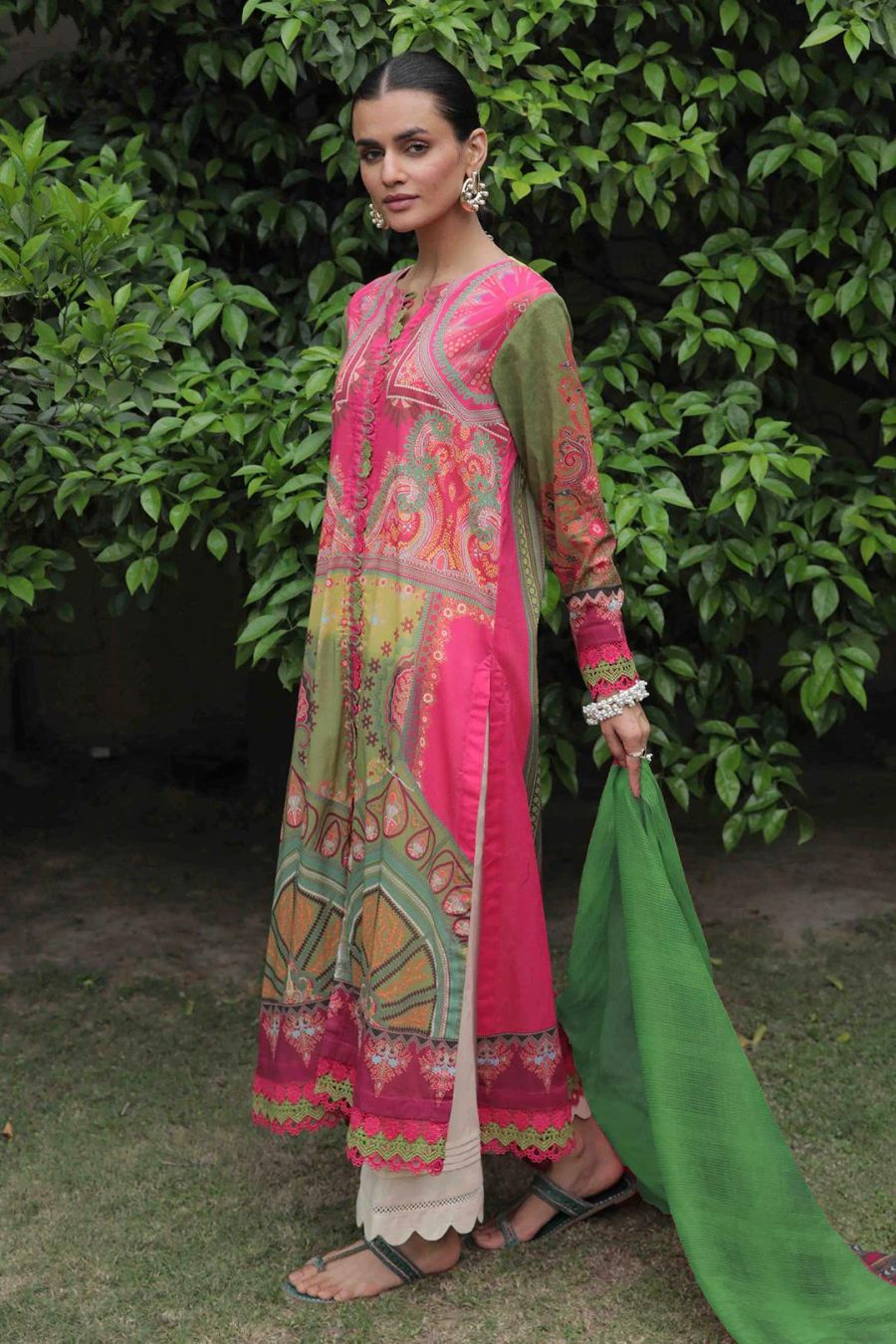 Digital Printed Lawn-Pink-2PC - Branded Cut Pieces