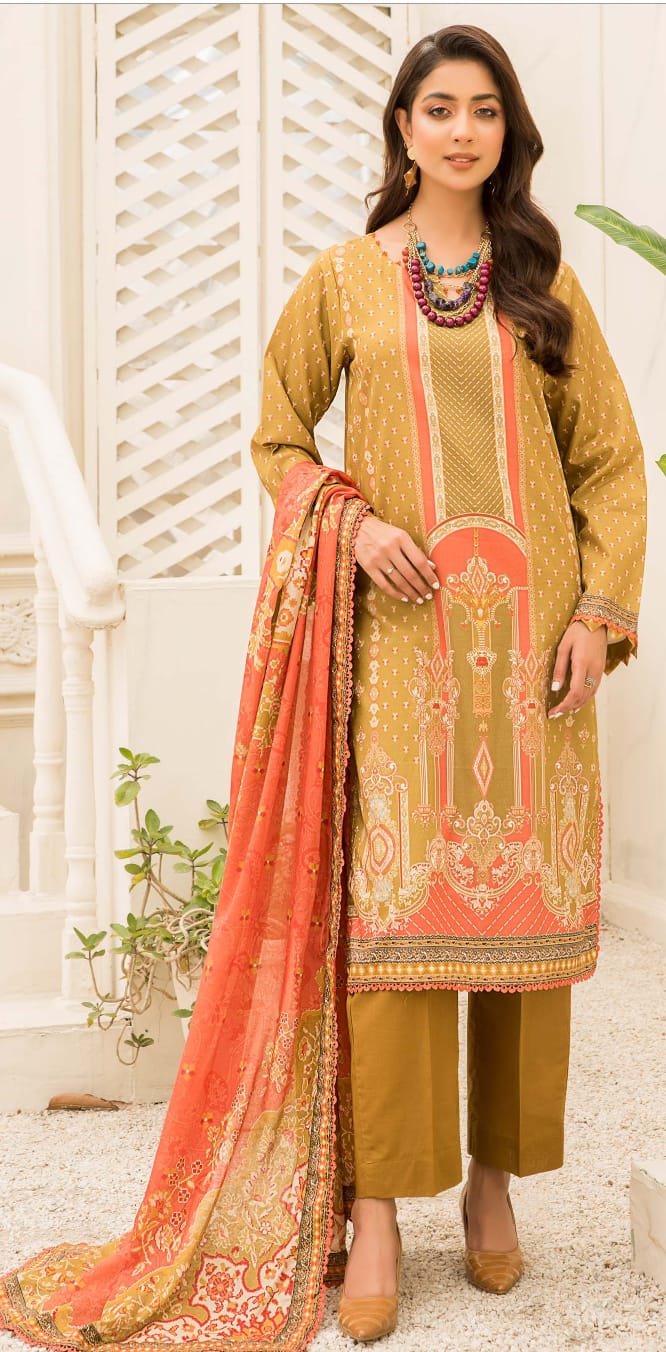 Wirsa By Zainab Rangeen Digital Printed  Lawn 3pc - Branded Cut Pieces