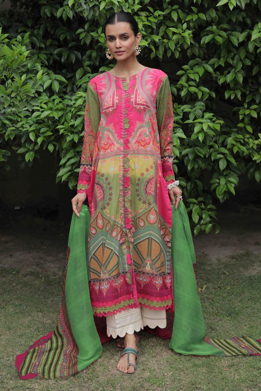 Digital Printed Lawn-Pink-2PC - Branded Cut Pieces