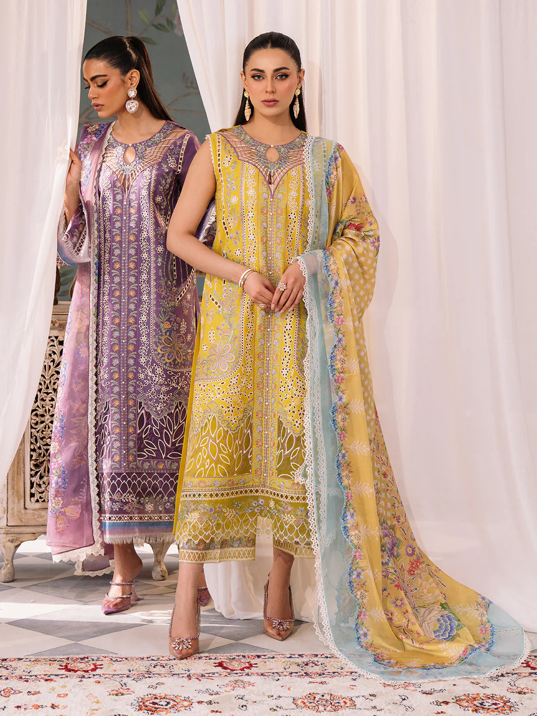 Bin Ilyas Esha Eshal Dyed Embroidered Lawn 3PC - Branded Cut Pieces