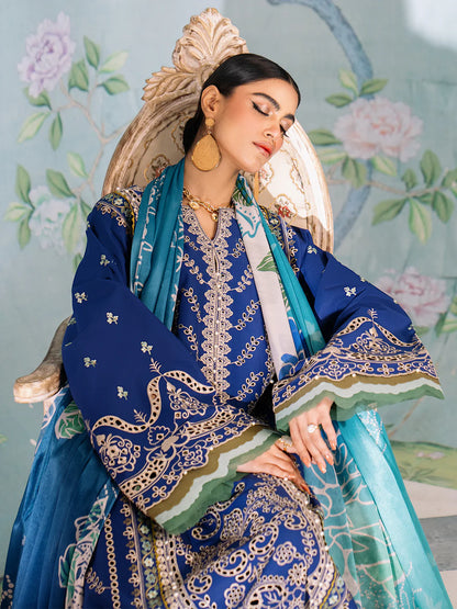 Bin Ilyas-Esha Eshal-Dyed Embroidered Lawn-3PC - Branded Cut Pieces