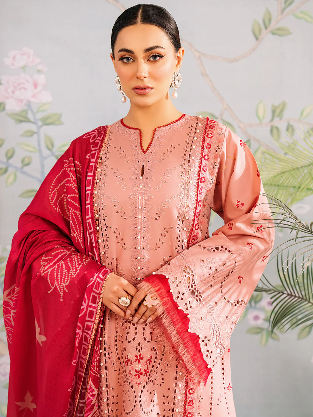 Bin Ilyas-Esha Eshal-Dyed Embroidered Lawn-3PC - Branded Cut Pieces