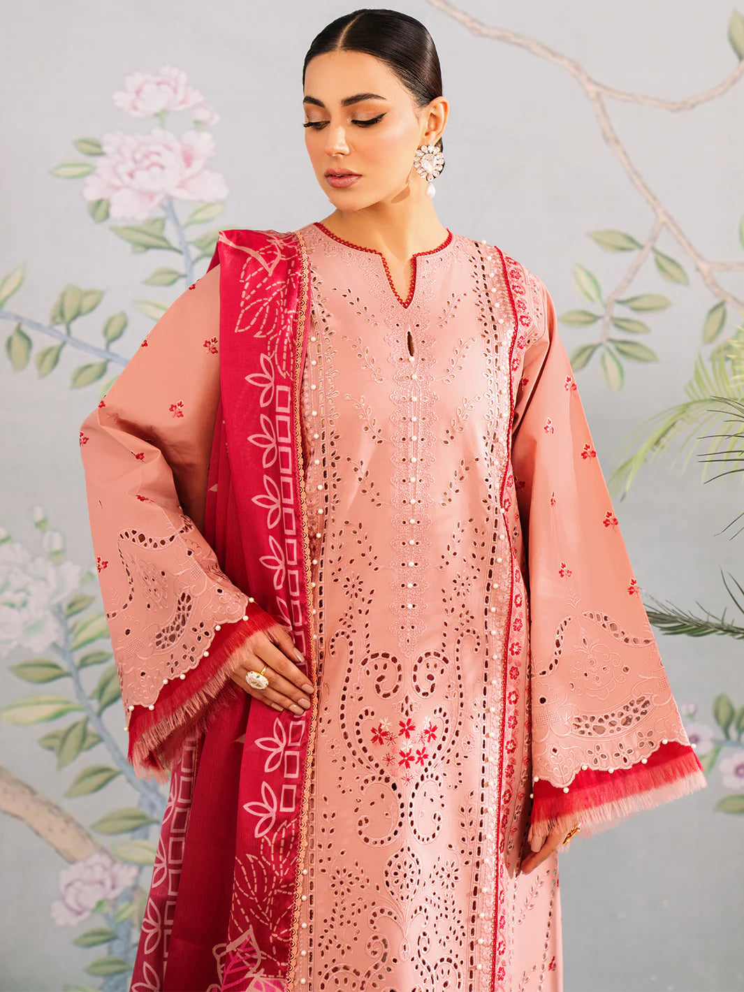 Bin Ilyas-Esha Eshal-Dyed Embroidered Lawn-3PC - Branded Cut Pieces