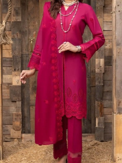 Mehru-Embroidered Dyed Lawn-Pink-3PC