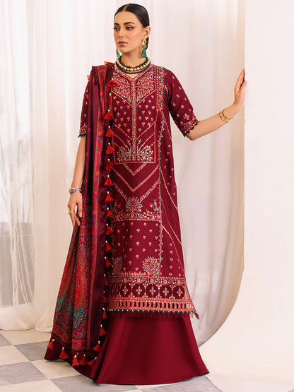 Bin Ilyas-Esha Eshal-Dyed Embroidered Lawn-3PC - Branded Cut Pieces