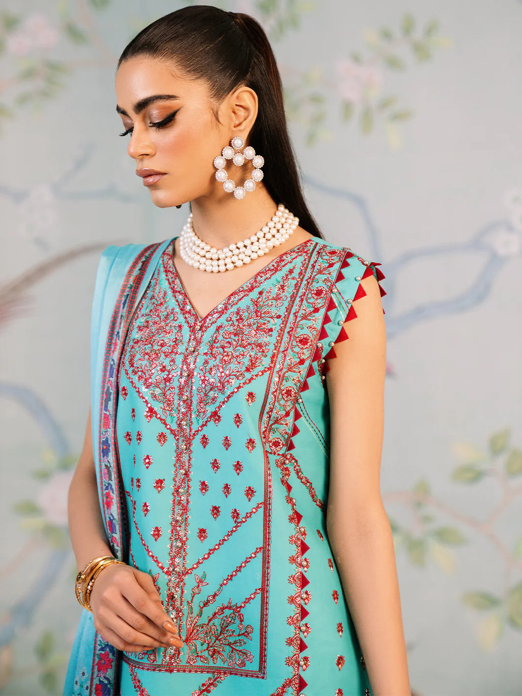 Bin Ilyas-Esha Eshal-Dyed Embroidered Lawn-3PC - Branded Cut Pieces