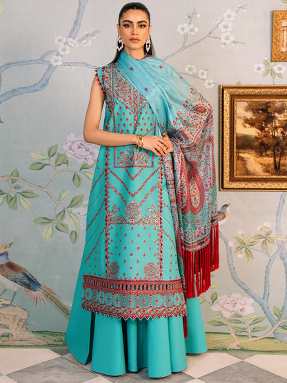 Bin Ilyas-Esha Eshal-Dyed Embroidered Lawn-3PC - Branded Cut Pieces