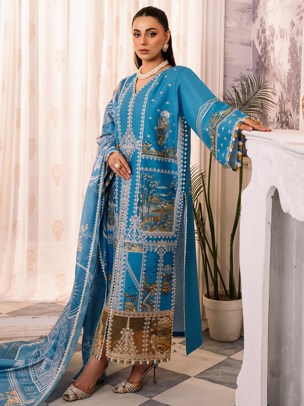 Bin Ilyas-Esha Eshal-Dyed Embroidered Lawn-3PC - Branded Cut Pieces