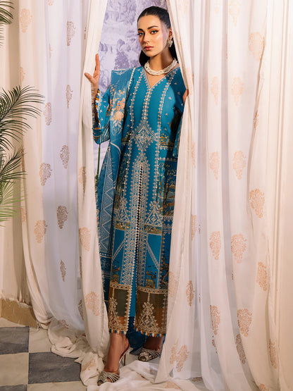 Bin Ilyas-Esha Eshal-Dyed Embroidered Lawn-3PC - Branded Cut Pieces