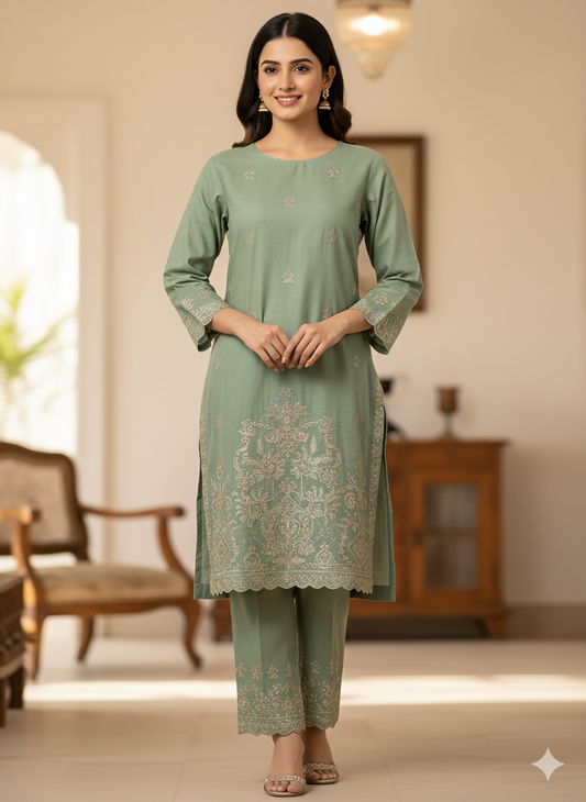 UNSTITCHED EMBROIDERED Silk 2PC SHIRT AND TROUSER COLLECTION BY DESIGNER By Branded Cut Piece